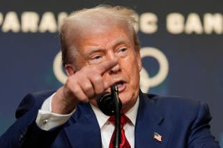 US president Donald Trump speaks in the Oval Office of the White House in Washington, DC